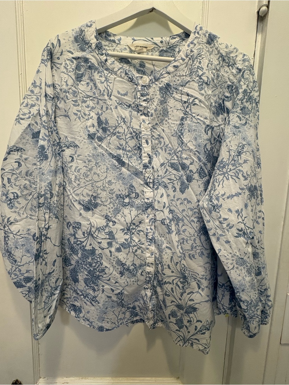 Lucky Brand Light Blue Floral Button-Front Women's Top